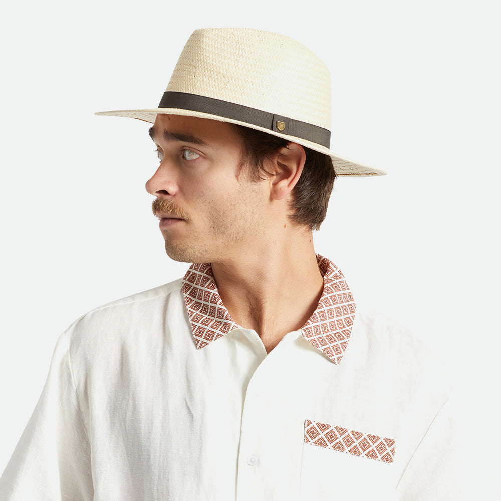 Chapeau Fedora en Paille Toyo naturel BRIXTON