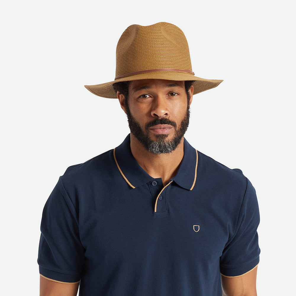 Chapeau Fedora en Paille Pliable Wesley cuivre BRIXTON