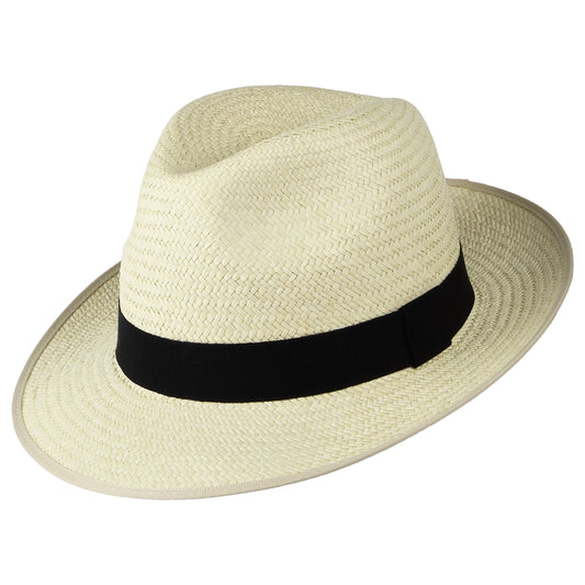 Chapeau Fedora Panama avec Bandeau noir Bexley semi-décoloré CHRISTYS