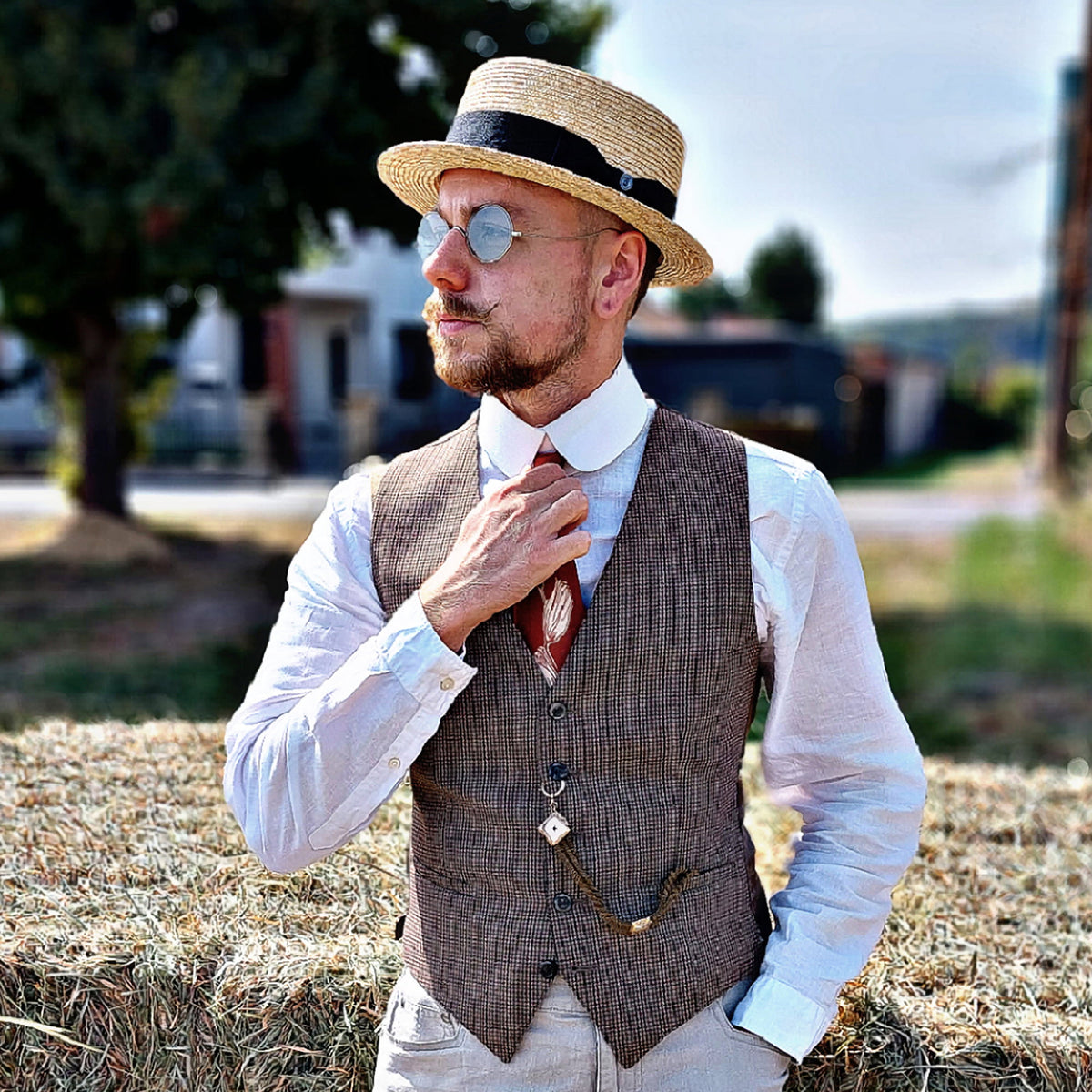 Chapeau Canotier en Paille avec Bandeau Noir naturel JAXON & JAMES