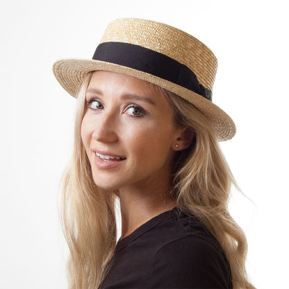 Chapeau Canotier en Paille avec Bandeau Noir naturel JAXON & JAMES
