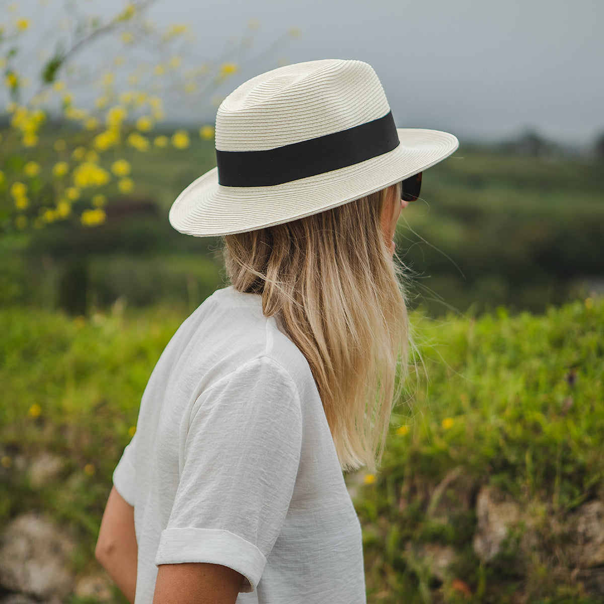 Chapeau Fedora Été en Paille Summer C- Crown ivoire JAXON & JAMES
