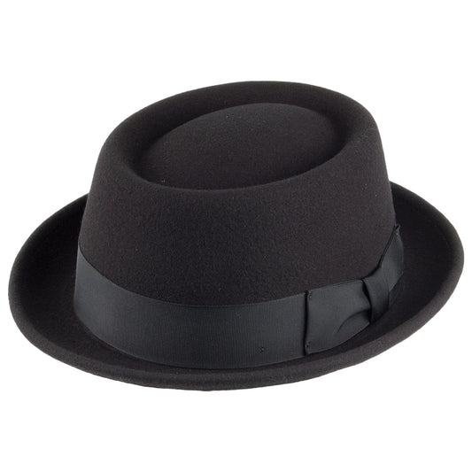 Chapeau Pork Pie en Laine Feutrée Déformable Hydrofuge Darron noir BAILEY
