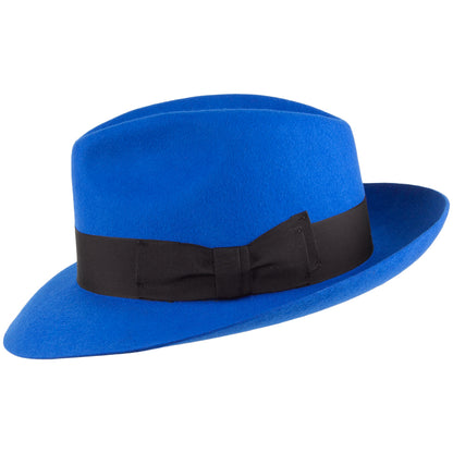 Chapeau Fedora en Laine Feutrée Mayfair bleu cobalt DENTON