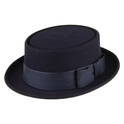 Chapeau Pork Pie en Fourrure Feutrée Monk bleu marine CHRISTYS