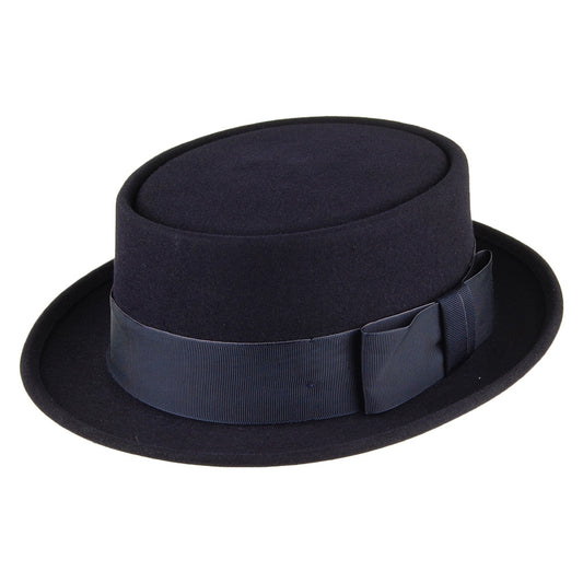 Chapeau Pork Pie en Fourrure Feutrée Monk bleu marine CHRISTYS