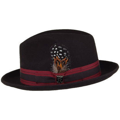 Chapeau Trilby en Laine Feutrée Pinch Crown Irving noir STACY ADAMS