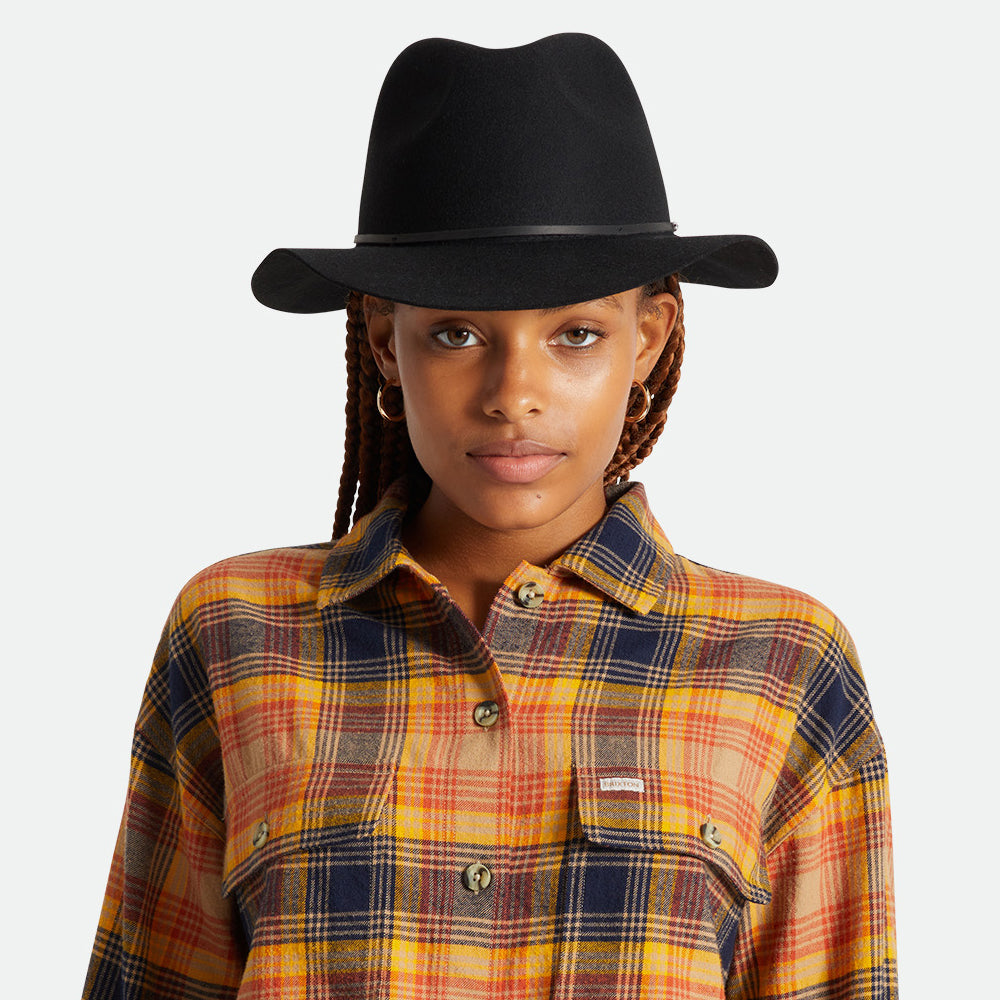 Chapeau Fedora en Laine Feutrée Wesley noir BRIXTON