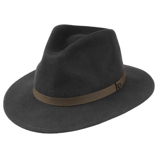Chapeau Fedora en Laine Feutrée Pliable Messer noir délavé-marron BRIXTON