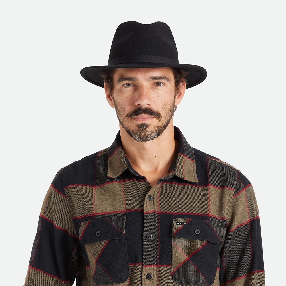 Chapeau Fedora en Laine Feutrée Pliable Messer noir BRIXTON