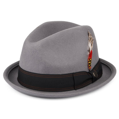 Chapeau Trilby en Laine Feutrée avec Bandeau noir Gain gris BRIXTON
