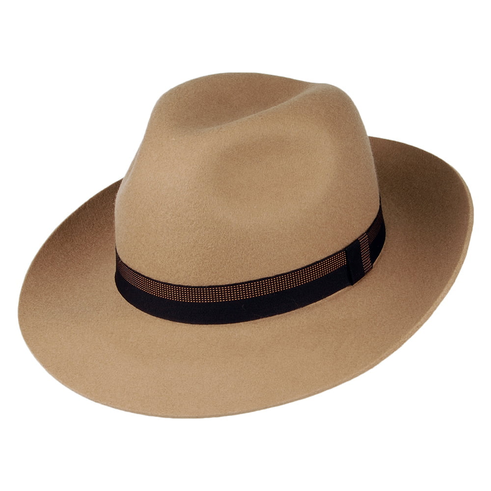 Chapeau Fedora en Laine Feutrée Grosvenor camel CHRISTYS