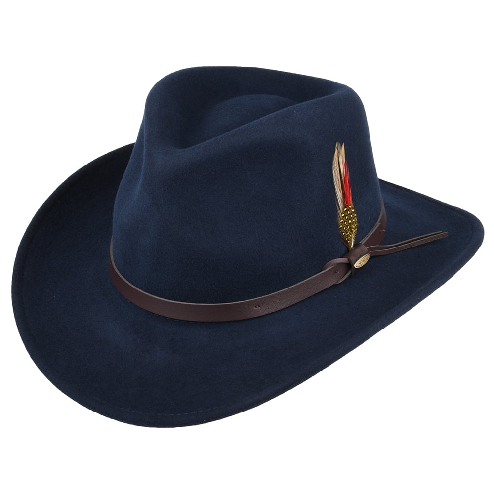 Chapeau Australien en Laine Feutrée Déformable Hydrofuge Dakota bleu marine SCALA