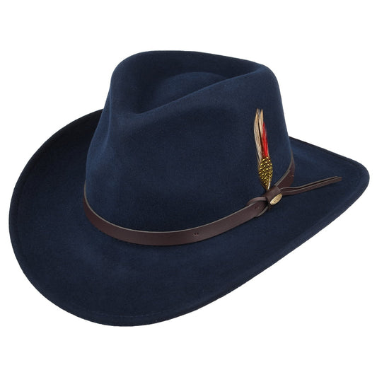 Chapeau Australien en Laine Feutrée Déformable Hydrofuge Dakota bleu marine SCALA