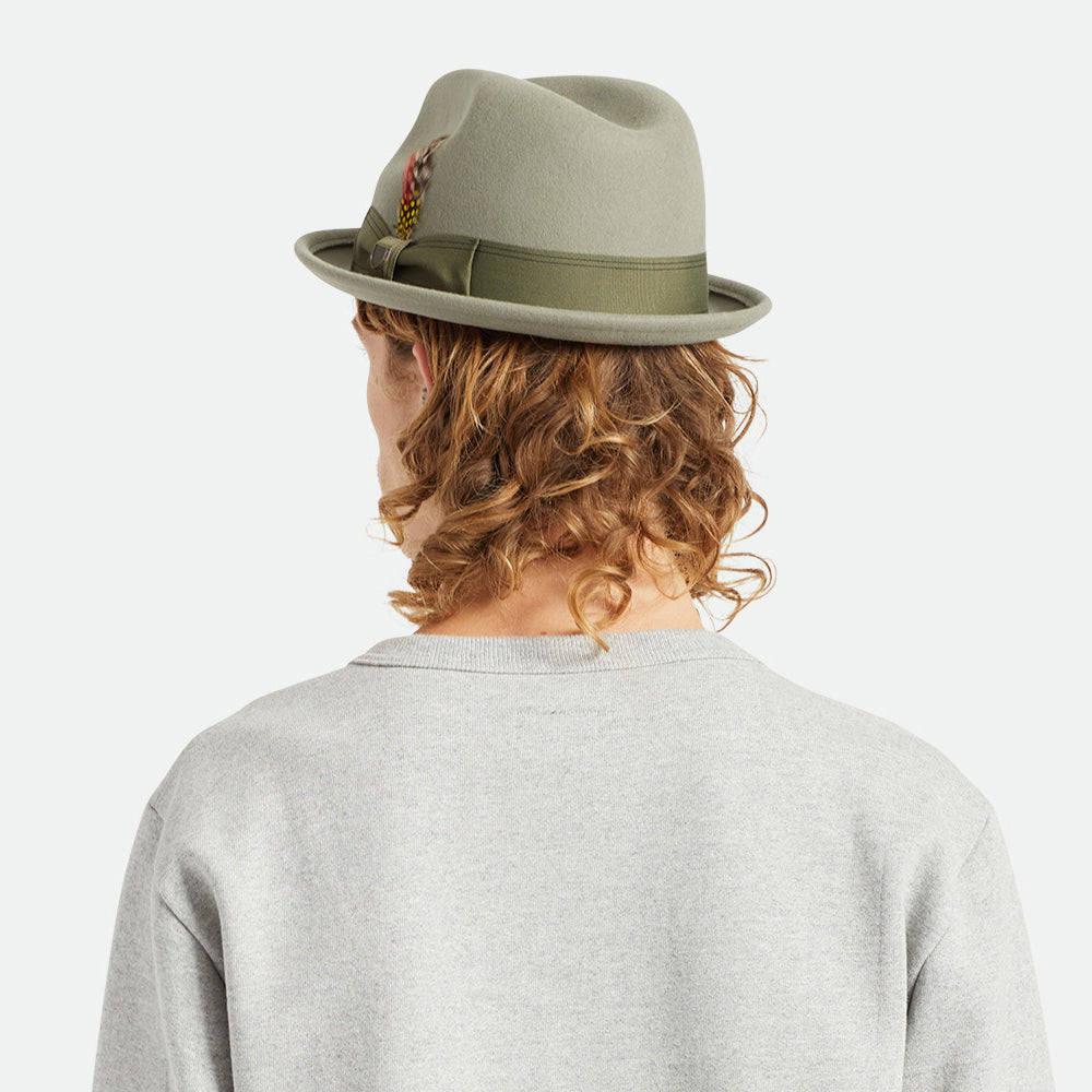 Chapeau Trilby en Laine Feutrée Gain olive clair BRIXTON