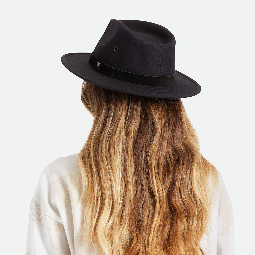 Chapeau Fedora en Coton Hydrofuge Messer X Adventure noir BRIXTON