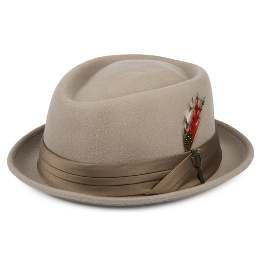 Chapeau Pork Pie en Laine Feutrée Stout beige BRIXTON