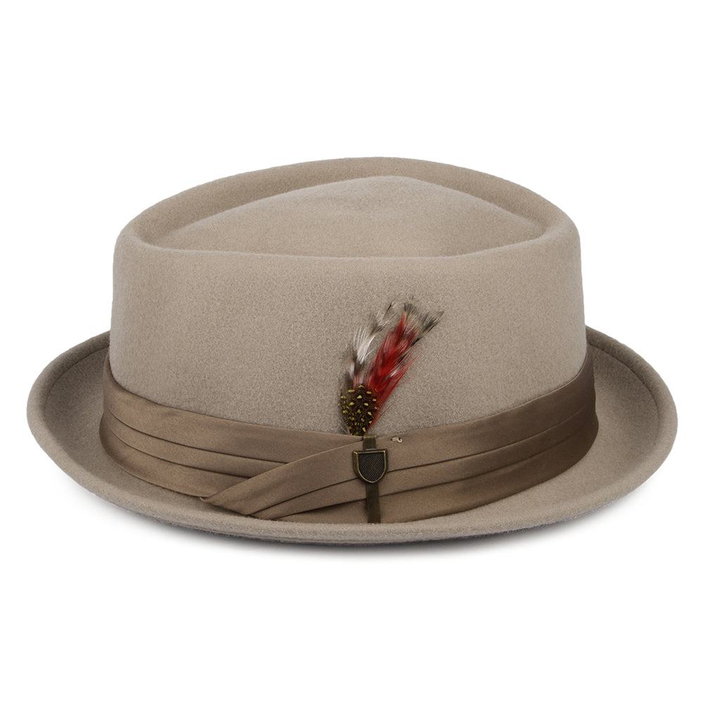 Chapeau Pork Pie en Laine Feutrée Stout beige BRIXTON