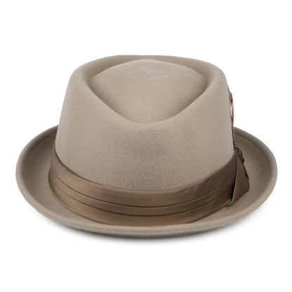 Chapeau Pork Pie en Laine Feutrée Stout beige BRIXTON