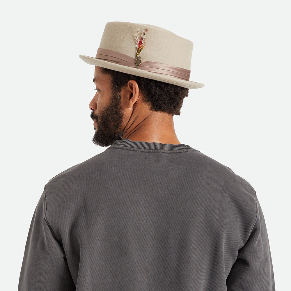 Chapeau Pork Pie en Laine Feutrée Stout beige BRIXTON