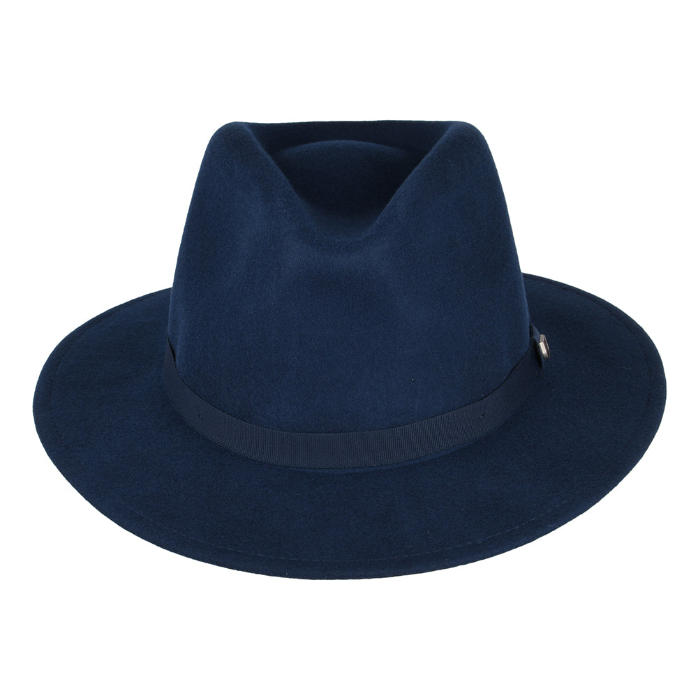Chapeau Fedora en Laine Feutrée Pliable Messer bleu marine délavé BRIXTON
