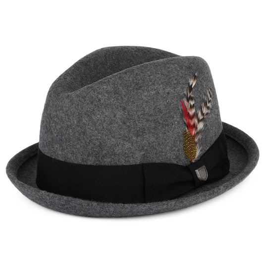 Chapeau Trilby en Laine Feutrée Gain gris chiné foncé BRIXTON