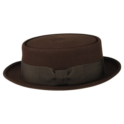 Chapeau Pork Pie en Fourrure Feutrée Monk marron CHRISTYS