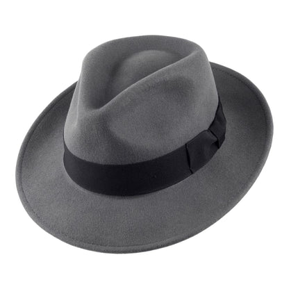 Chapeau Fedora en Laine Feutrée Déformable C-Crown gris JAXON & JAMES