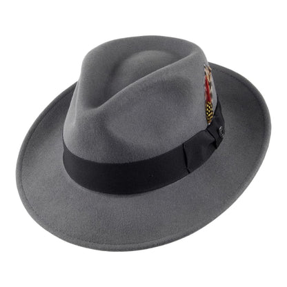 Chapeau Fedora en Laine Feutrée Déformable C-Crown gris JAXON & JAMES