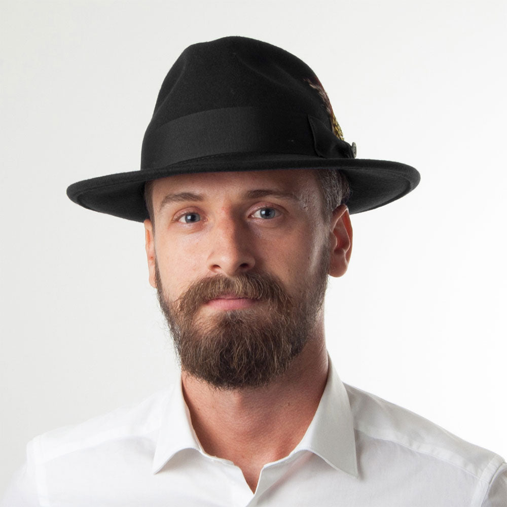 Chapeau Fedora en Laine Feutrée Déformable C-Crown noir JAXON & JAMES