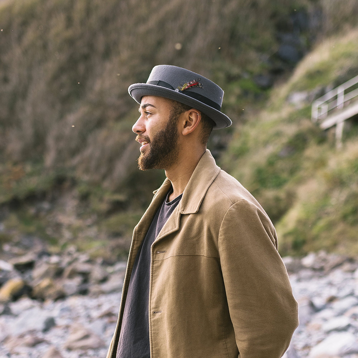 Chapeau Pork Pie en Laine Déformable gris JAXON & JAMES