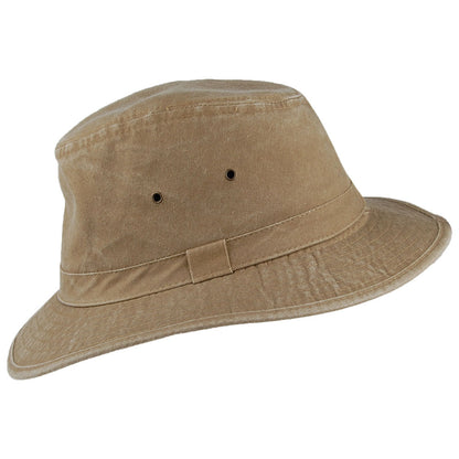 Chapeau Fedora Safari en Coton Rondavel khaki DORFMAN PACIFIC
