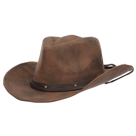 Chapeau Australien en Coton Sergé Vieilli Danum marron DORFMAN PACIFIC