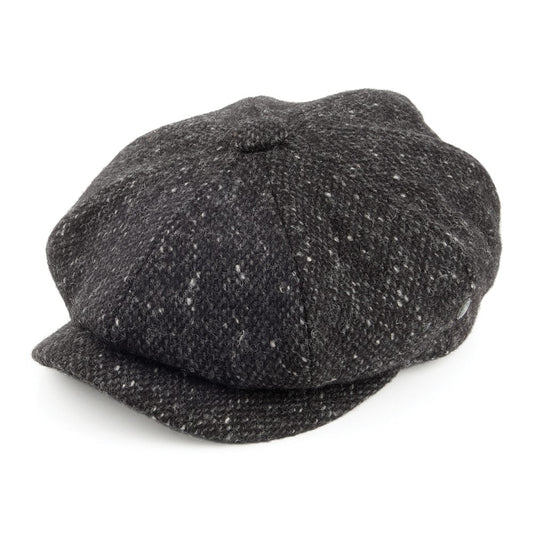 Casquette Gavroche en Tweed du Donegal Chiné anthracite CITY SPORT