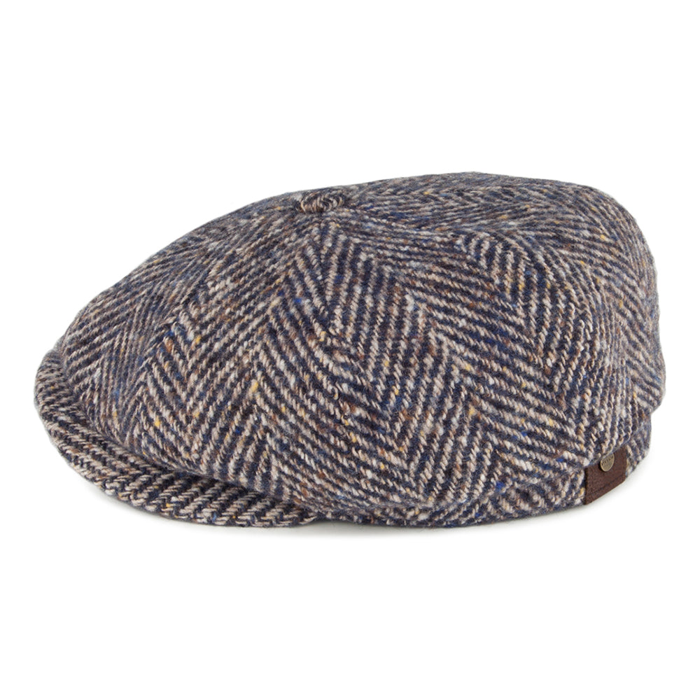 Casquette Gavroche en Laine Vierge à Chevrons Hatteras bleu-marron STETSON
