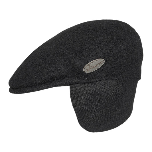 Casquette Plate en Laine 504 avec Protège-Oreilles noir KANGOL