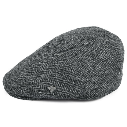 Casquette Plate en HARRIS TWEED à Chevrons Stornoway gris FAILSWORTH