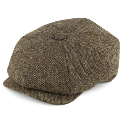 Casquette Gavroche en Tweed à Chevrons Country olive CHRISTYS