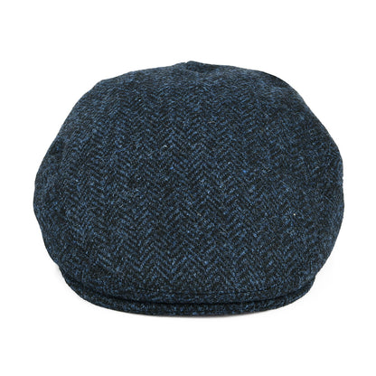 Casquette Plate en HARRIS TWEED à Chevrons Stornoway bleu FAILSWORTH