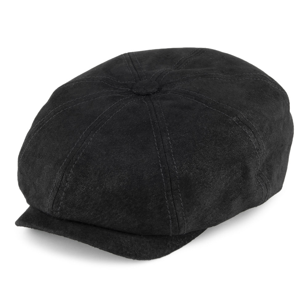 Casquette Gavroche en Cuir Hatteras noir STETSON