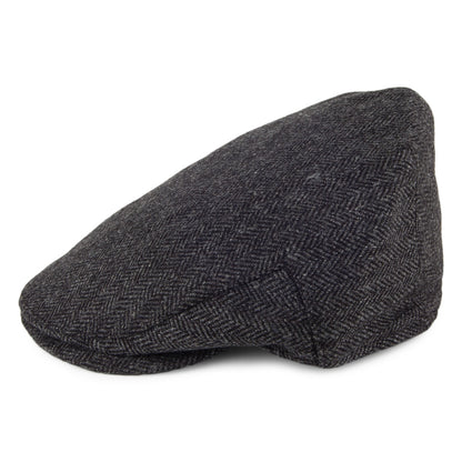 Casquette Plate en Tweed à Chevrons Balmoral Country noir-gris CHRISTYS