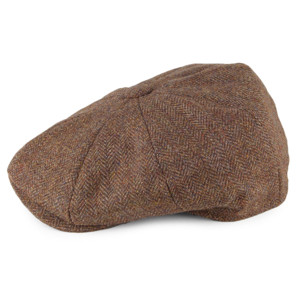 Casquette Gavroche en Tweed à Chevrons Country marron CHRISTYS