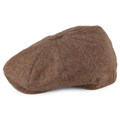 Casquette Gavroche en Tweed à Chevrons Country marron CHRISTYS