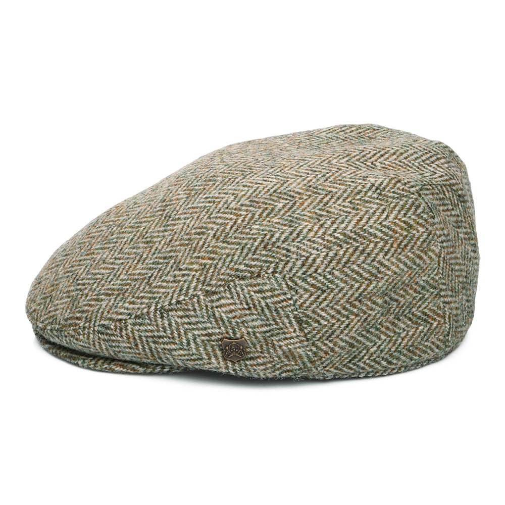 Casquette Plate en HARRIS TWEED à Chevrons Stornoway beige-khaki FAILSWORTH