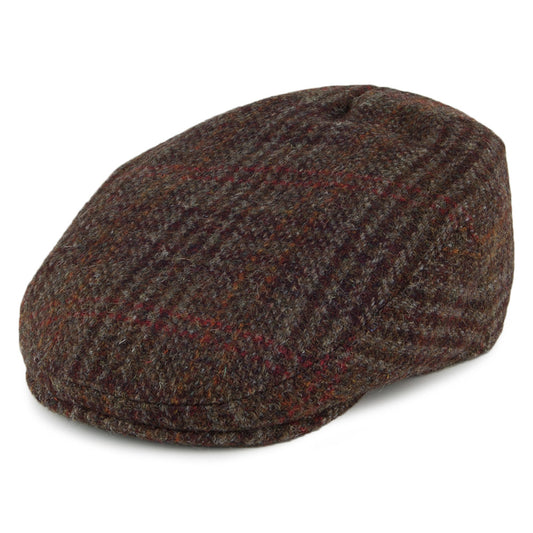 Casquette Plate en HARRIS TWEED Glen Plaid Stornoway olive mélangé FAILSWORTH