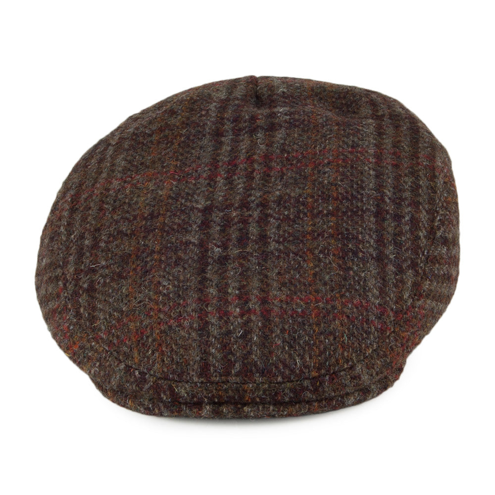 Casquette Plate en HARRIS TWEED Glen Plaid Stornoway olive mélangé FAILSWORTH