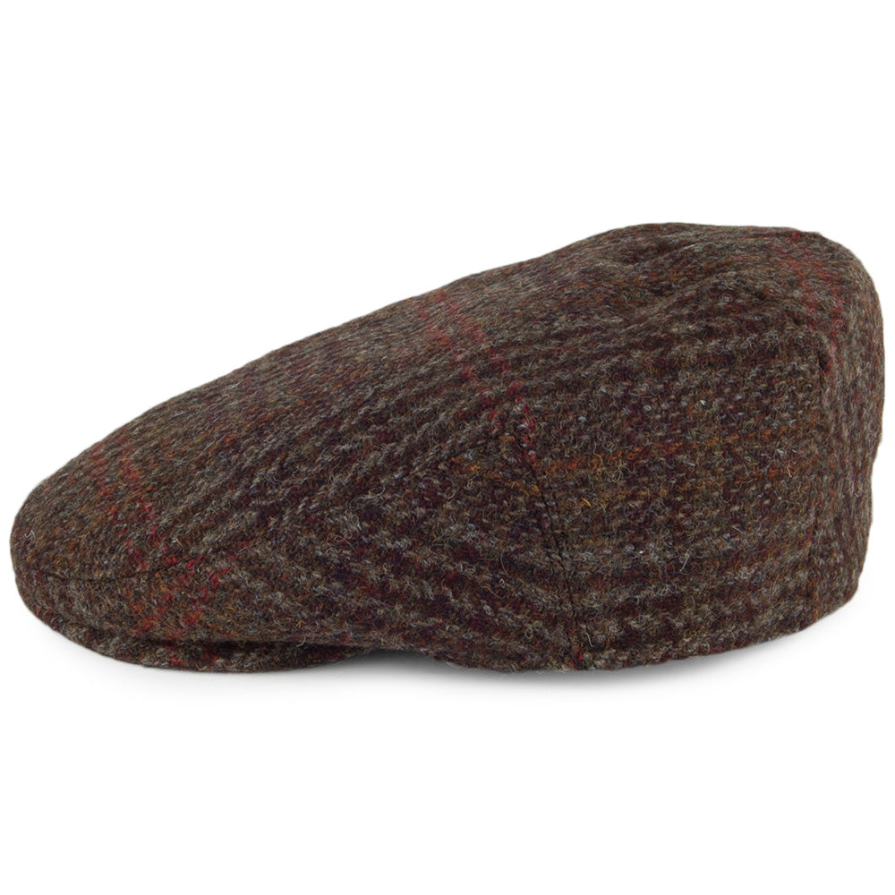 Casquette Plate en HARRIS TWEED Glen Plaid Stornoway olive mélangé FAILSWORTH