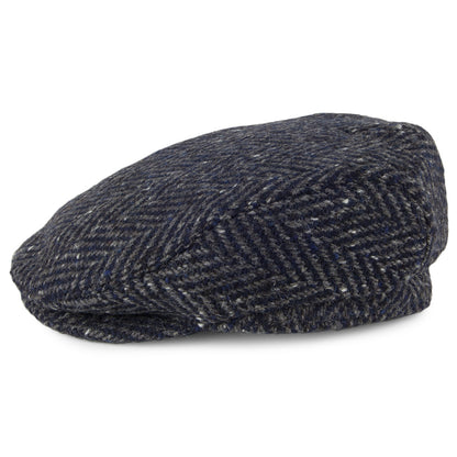 Casquette Plate en Tweed du Donegal Longford bleu marine-gris FAILSWORTH
