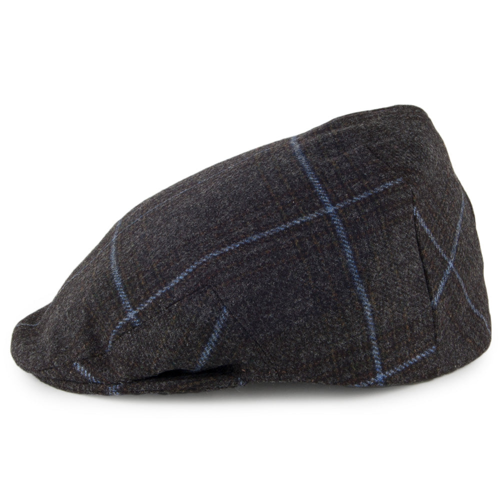 Casquette Plate en Tweed Saxon Kinloch charbon-bleu OLNEY