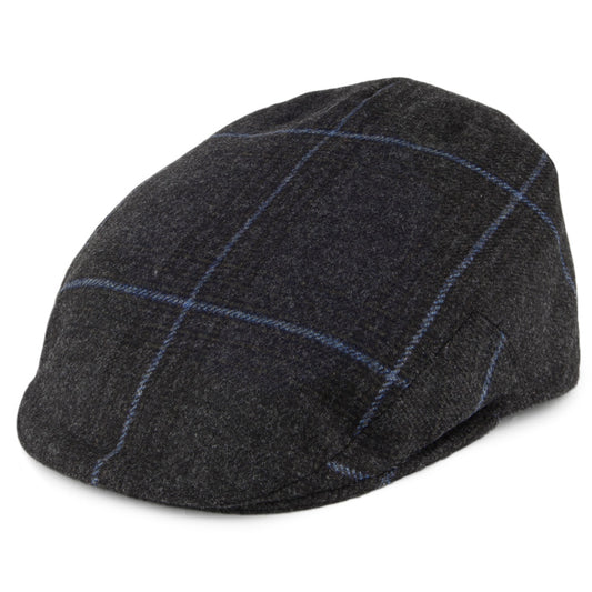 Casquette Plate en Tweed Saxon Kinloch charbon-bleu OLNEY